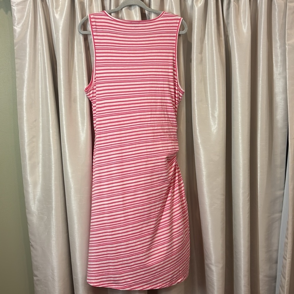 Talbots striped Pink Sleeveless shift dress, tie waist detail, XL, midi/knee - Picture 6 of 7